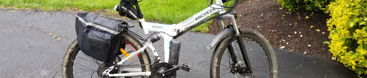 E-Bike with added rear rack and paniers